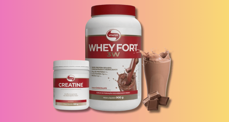 Combo Whey Fort 3W 900g + Creatina 300g Vitafor