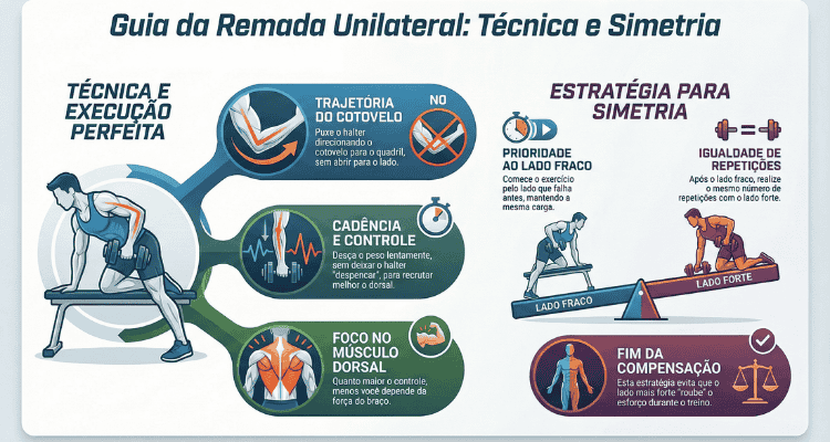 Remada unilateral com halter