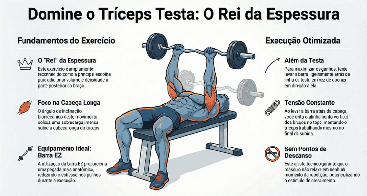 Tríceps Testa (Skull Crusher) com Barra EZ