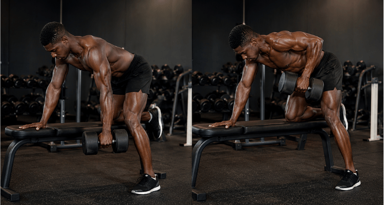 Remada unilateral com halter