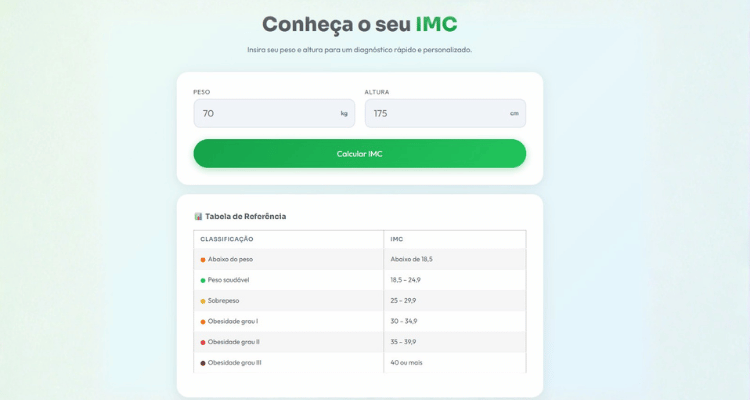 Calculadora de IMC Gratuita — Descubra seu Índice de Massa Corporal
