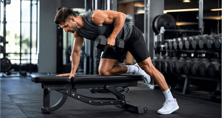 Remada unilateral com halter
