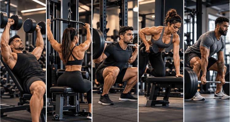 Ficha de treino push pull legs upper lower em 5 dias, dia a dia